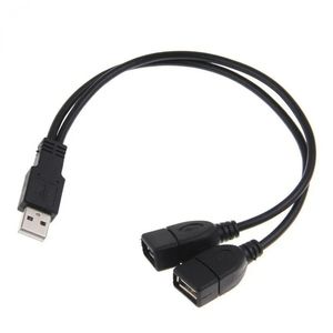 2 Port USB2.0 Hub USB 2.0 Male To 2 Dual USB Female Jack Splitter Hub Power Cord Adapter for PC Phone Laptop Cable