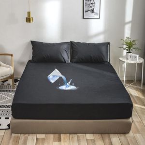Lençóis conjuntos de camas úmidas Campa à prova d'água pode ser lavada por máquina, lençol fosco de colchão fosco de cor sólida Conjunto de lençóis 214b