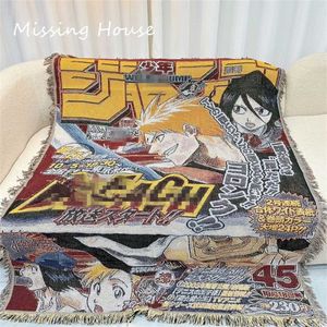 Blankets Anime Throw Towel Blanket Tapestry Bedspread Outdoor Camp Beach Towels Sofa Chair Cover Mat Rug Tassel