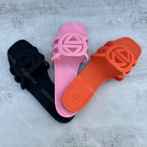 Designer Sandals Women Interlocking G Slides Slifori di gomma Signore Ladies Flat Beach Jelly Script Orange Summer Fall Mules Outdoor Waterproof Slipper Dimensioni 35-41 con scatola