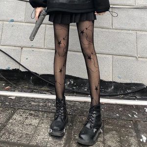 Women Socks Pentacle Black Pantyhose Thin Lace Sexy Ins Fashion Trend Fishnet Sheer Tights