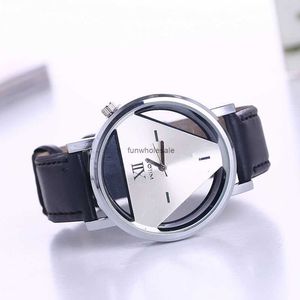 2022 live broadcast sales model transparent hollow triangle men and womens belt quartz watch gift women