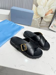 Designer Slifors Piattaforma Slides Sandali all'uncinetto Summer Slifori piatti in pelle piatta cursori Womens Casual 0504