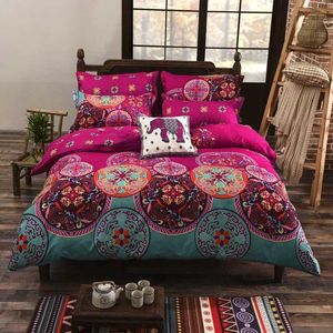 Bedding Sets Four Seasons Padrão geométrico Estilo nacional Nacional Bohemian Supplies Felas Capas Capas Capas de Captas de Capas de travesseiros 4 peça Conjunto de 3 peças J2405