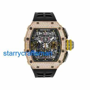 RM Luxury Watches Watch Mechanical Mills RM11-03 Flyback Chronology Diamond Set Rose Gold 2024 Men's ST0X