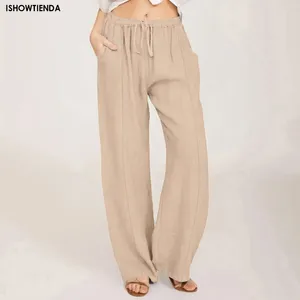 Women's Pants Spring And Autumn Ladies Light Wide Leg Trousers Solid Color High Waist Loose Wild Straight Casual