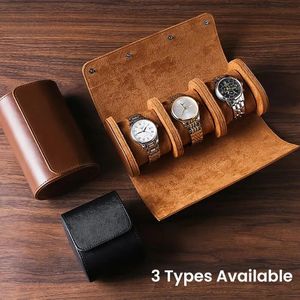 Vintage Watch Storage Holder Travel Case Roll Organizer für Männer Vegan Faux Leder Display Sammlung 240427