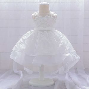Christening dresses Baby Bow Baptist Girl Dress White Tracking Bride Clothing Princess Picture First Birthday Party Wedding Q240507