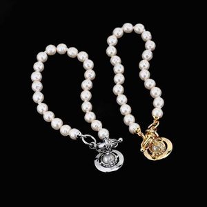 Designer Westwood New Barroce Pearl Saturn estereoscópica Bracelet High Version