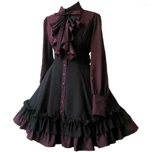 Casual Dresses Autumn Medieval Vintage Gothic Bow Christmas Dress Elegant Renaissance Steampunk Women's Vestido de Festa Shirt Women