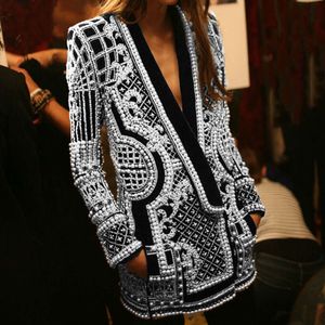 정의되지 않은 디자인 여성 재킷 럭셔리 브랜드 재킷 네일 비드 프린트 슈트 고품질 여성 겉옷 코트 대표 미국 대형 재킷 새로운 의상 겨울