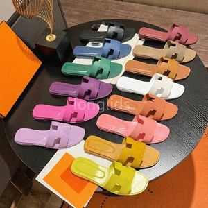 Oran Designer Sandals Sandal Slippers Slippersレザーレザースライド夏の怠zyな漫画オープントゥフリップフロップスレザーレディスライド女性ホワイトブラックブラウングリーン