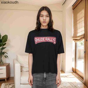 Rhude High-End-Designer-Kleidung für kleine und trendige Meisterschaftsbriefbrief Slogan Street LOSSEN RUND HALE Kurzarmed T-Shirt für Männer mit 1: 1 Originaletiketten