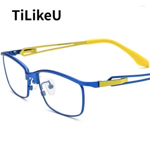 Solglasögon ramar Pure Titanium Men Eyeglasses Designer Full Frame Retro Square Glasses Ultra-Light Women Optics