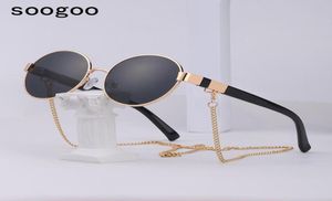 Sonnenbrille Trendy Retro mit Kette 2021 Klassische runde Rahmenhalter Halskette Sonnenbrillen Designer Eyewear UV4004492042