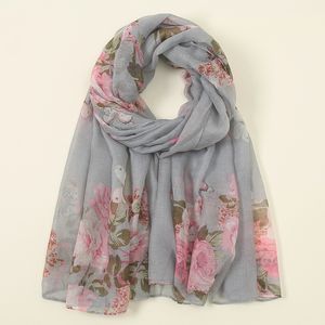 New Women's Scarf Printed Flower Long Scarf Muslim Headband Thin Summer Scarf Silk Scarf