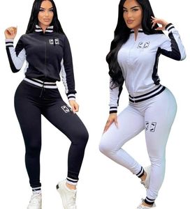 CH088 Tvåverk Set Women Designer Tracksuit Womens Zip Up Cardigan Sweatpants Joggers Track Suit