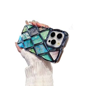 iPhone 15の豪華な女の子の電話ケース15 14 13 12 11 Pro Max Glitter Bling 3D Cube Diamond Marble Soft TPUショックプルーフカバー