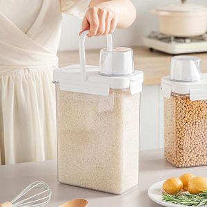 Förvaringsflaskor Mjölcereal dispenser mat containrar arrangör lådan plast burkar för ris kaffe krydda kök