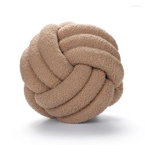 Kudde 22 cm/8.6-tums handknuten bollkast lammfleece roll soffa vardagsrum rund headboard