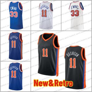 Nova camisa de basquete Jalen Bruso 11 Azul Branco 33 Patrick Ewing 91-92 Retro Mens camisas