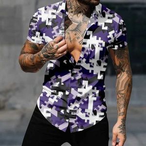 Mäns casual skjortor casual hawaiian skjorta män mode 3d tryck trendiga toppar harajuku jigsaw pussel konst strtwear mysiga korta slve strandkläder y240506