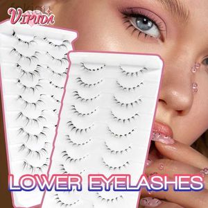 Falsche Wimpern 10 Paare mit unteren Wimpernbeuteln weich untere Wimpern 100% handgefertigtes transparentes Streifen Comic Bottom Wimpern Make -up -Werkzeug D240508