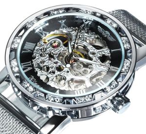 Vincitore Skeleton Fashion Official Skeleton Watches Silver Top Brand Luxury Mechanical Mesh Crystal Crystal Iesed Out Ultra Thin Ladies 20114662106