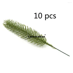 Dekorativa blommor 10st 3D Pine Needle Branch 1-Fork Artificial Green Leaves Plant Slender 22cm kvist DIY Bröllop Bouquet Flower Arrangement