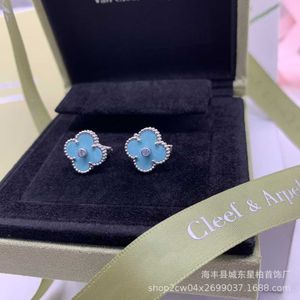 FashionForward örhängen för olika inställningar Silver Ny High med Christmas Lake Blue Clover Earrings Lucky With Common Vanly