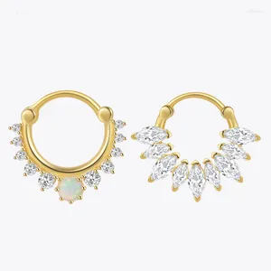 Hoop Earrings 925 Sterling Silver Microinlaid Row Cubic Zircons Cartilage Pierced For Women Men 1 Piece Body Nose Ring Jewelry Gift