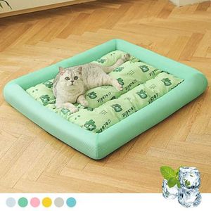 猫のベッド家具S-XLペット猫マット犬用サマー冷却マット犬用猫猫通気性犬パッド犬猫眠っている冷たいシルクマット