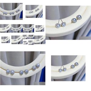 Stud 22091308 Diamondbox - Pearl Jewelry Earrings Ear Studs Sterling 925 Sier Circle Akoya Grey 6.5 -7Mm Classic Round Simple Gift I Dhahy