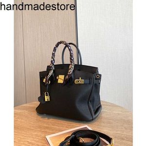 Platinum Black Bag Handbag High-grade Large Capacity Portable Shoulder Bag Versatile Handmade Genuine Leather