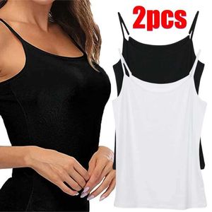 Serbatoi da donna 1/2 pezzi Donne Summer Girl Girl sexy Strapping Sleevelessing Twolele Solid Solid Simple Base Base Tops Female Undies femminile