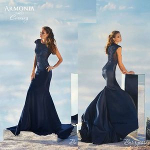 Navy Blue TMarmonia Mermamed Sermaid Evening Gioiello Short Short Abito Formale Pace Pace Abito da damigella d'onore 0508