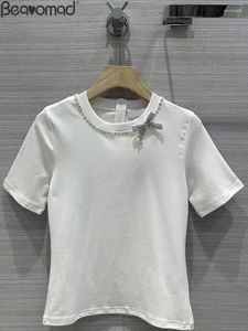 Женские футболки для модельер летний цвет белый цвет. Случайные футболки с коротки