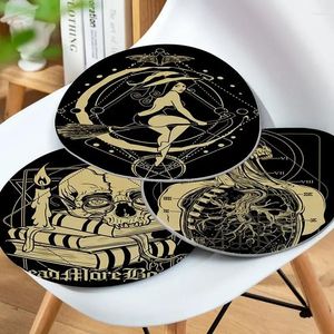 Travesseiro preto e branco gótico estético Arte viva cadeira de jantar Circular Decoração assento para o carrinho de mesa