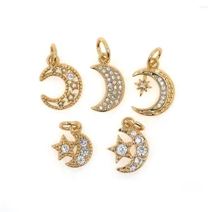 Kolye Kolyeleri Moda Moon Star Charms CZ Zirkon Altın Kaplamalı DIY Kolye Bilezik Mücevher Aksesuarları Kadın ve Kız İçin