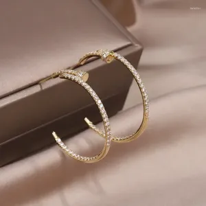 Hoop Ohrringe Französisch Verkauf Modeschmuck 14K Gold plattiert einfache große runde Zirkon Luxus Frauen Hochzeitsfeier Accessoires