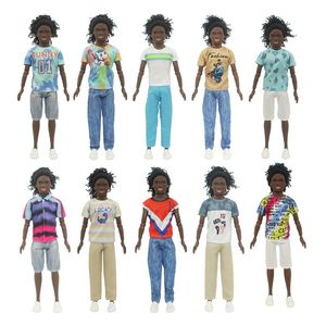 Fashionistas Ken Doll 26cm Multi-jointed African Skin Male Doll with Textured Clothes Accessories DIY Children's Birthday Christmas Gift