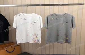 21SS MĘŻCZYZN DRUKOWANE T SHIRTY Polos Process Crayon Kolor malarstwo Listka akwarela Paris Ubranie męskie koszula