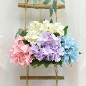 Decorative Flowers 30cm Small Hydrangea Artifical Handmade 5Head High Quality Spun Silk Fake For Wedding Garden Room Decoration