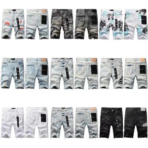 Kort lila jeans designer jeans män byxor kvinnor byxbrand jeans sommarhål hög gata lila vintage rak ben regelbundet jeans denim tvätt gamla jeans long28-40