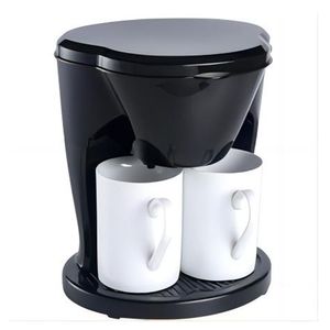 Dubbel servera kaffebryggare med 2 porslinskoppar, tvättbar avtagbar filterkon, servering av sked - kompakt och lättanvänd kaffemaskin för hemmakontoret