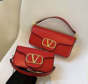 Luksusowy projektanta marki łańcucha torby na ramię moda v litera torebka portfel vintage damski stały kolor skórzana torebka designerka na ramię crossbody v008