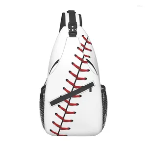 Backpack Baseball Ball Lace costura Sling Crossbody Bag Saco de peito Men ombro de softbol casual para caminhada