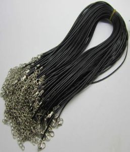 1mm 15mm 2mm 3mm 100pcs Black adjustable Genuine REAL Leather Necklace Cord For DIY Craft Jewelry Chain 18039039 with Lobst7014691