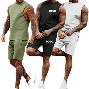 Мужские спортивные костюмы Индивидуальные мужские летняя спортивная одежда для бега по повседневным тренажерным зале рукавов и шорты 2 часа SETL2405