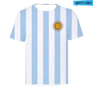 アルゼンチン国旗3D Tシャツ男性女性コットンTシャツ3Dプリントアルゼンチン旗BoygirlTシャツファッションストリートウェア6405061